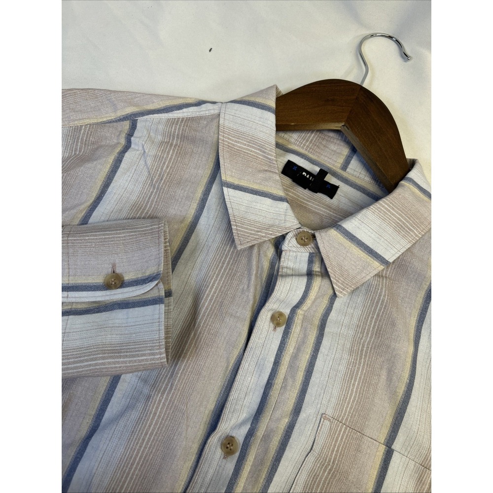 Paige Gray Multicolor Striped Button‎ Up Long Sleeve Cotton Men's Medium Shirt